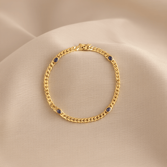 Pulseira em Ouro 19kl com Safiras (18cm) - Loja do Ouro