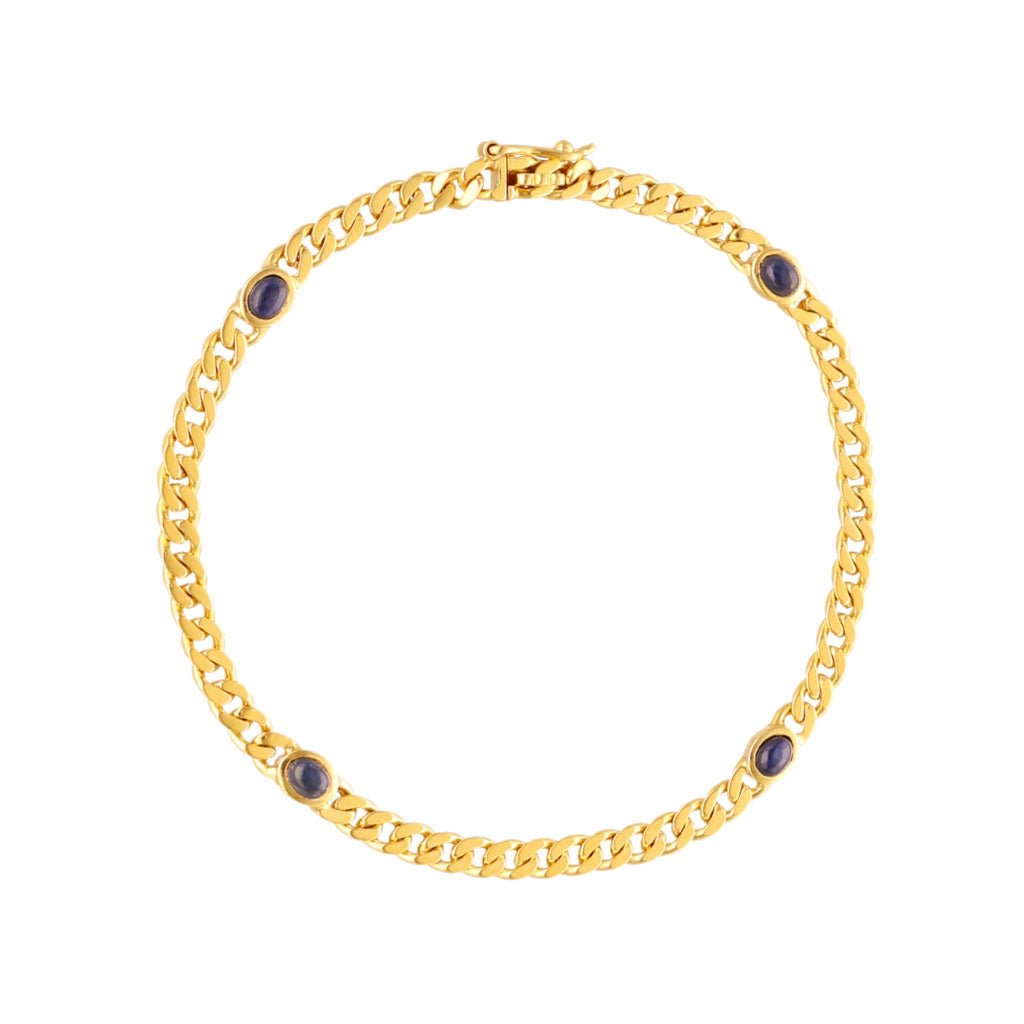 Pulseira em Ouro 19kl com Safiras (18cm) - Loja do Ouro
