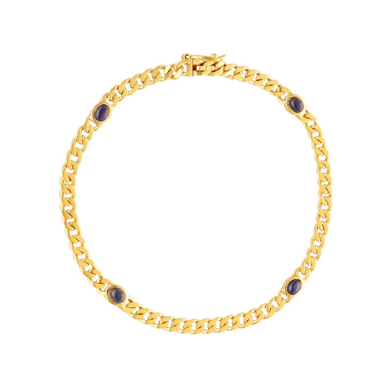 Pulseira em Ouro 19kl com Safiras (18cm) - Loja do Ouro