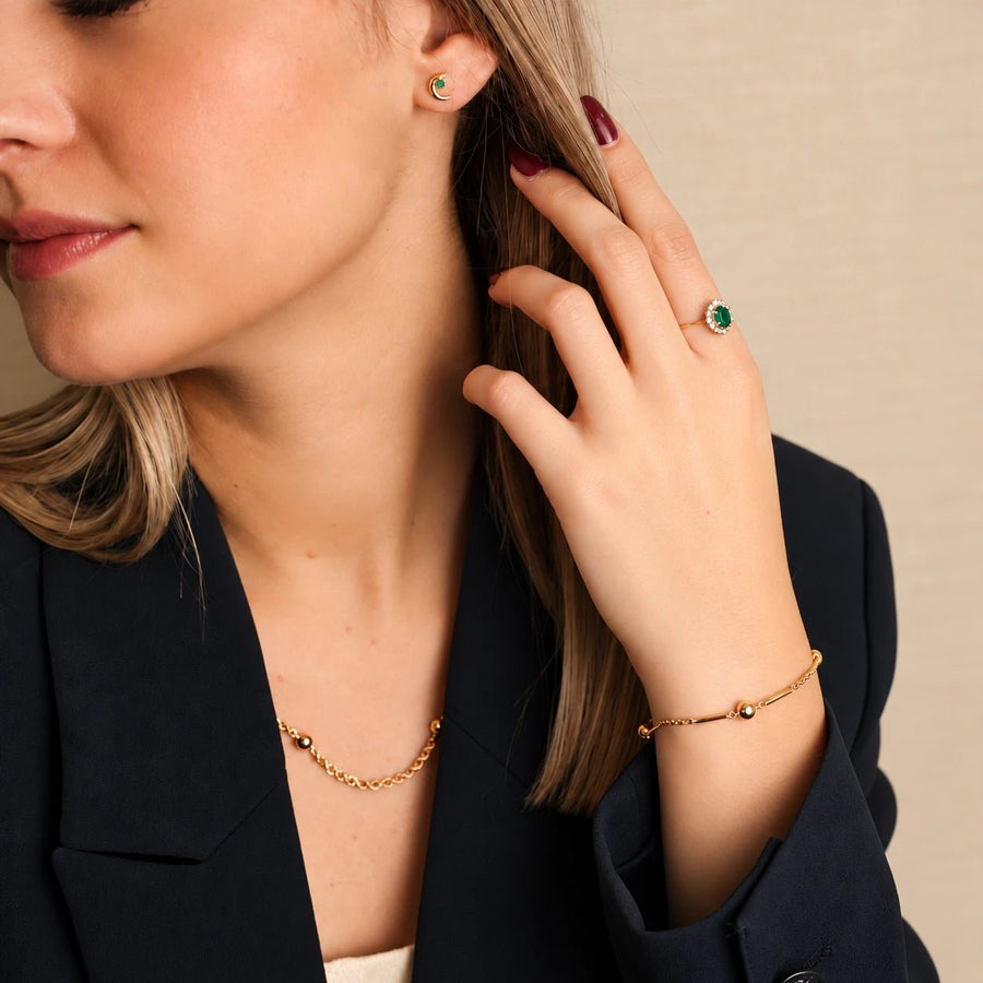 Pulseira em Ouro 19kl com Traves e Bolas (21cm) - Loja do Ouro