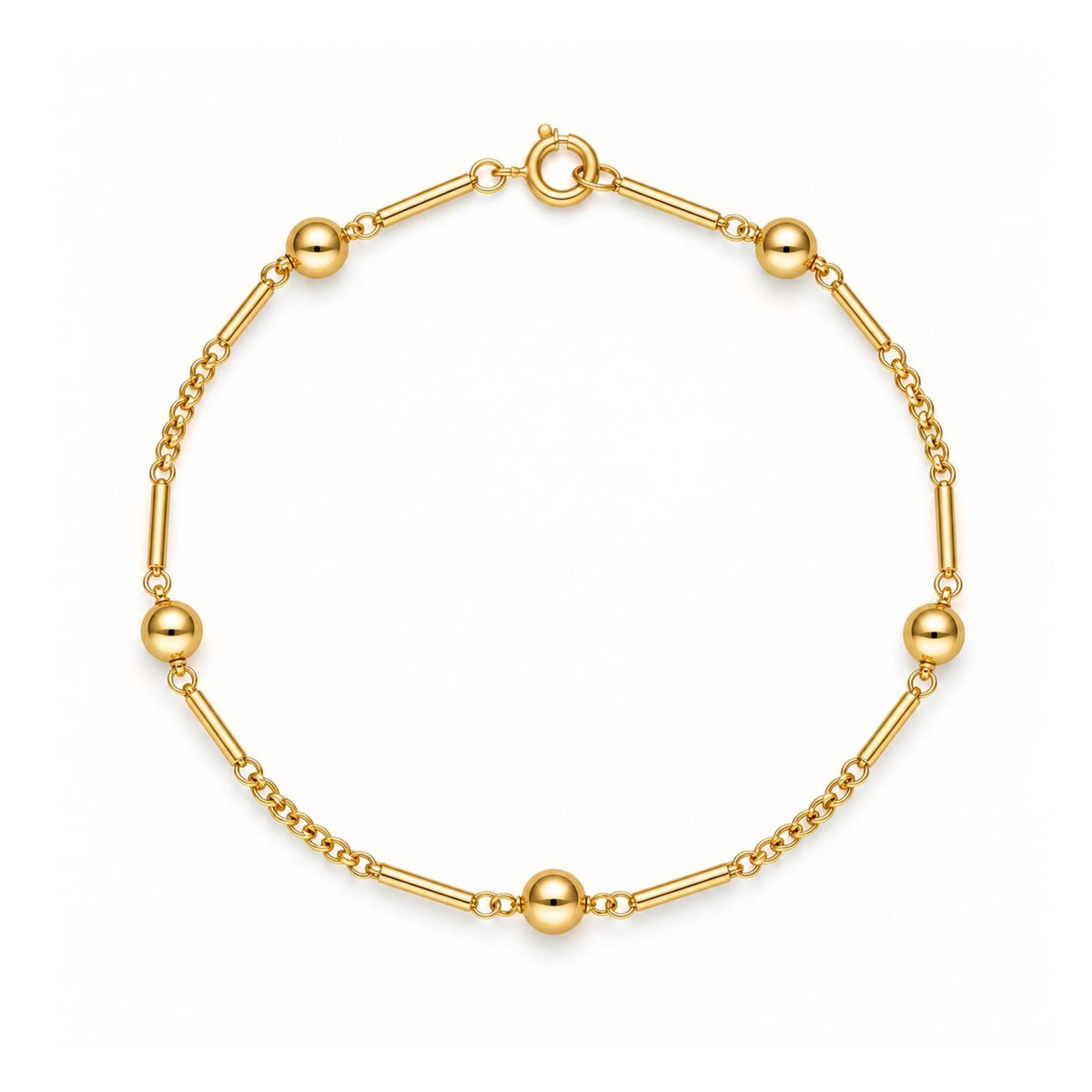Pulseira em Ouro 19kl com Traves e Bolas (21cm) - Loja do Ouro
