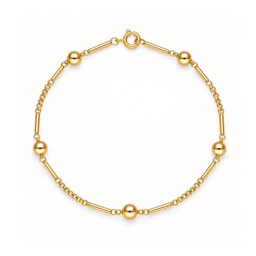 Pulseira em Ouro 19kl com Traves e Bolas (21cm) - Loja do Ouro