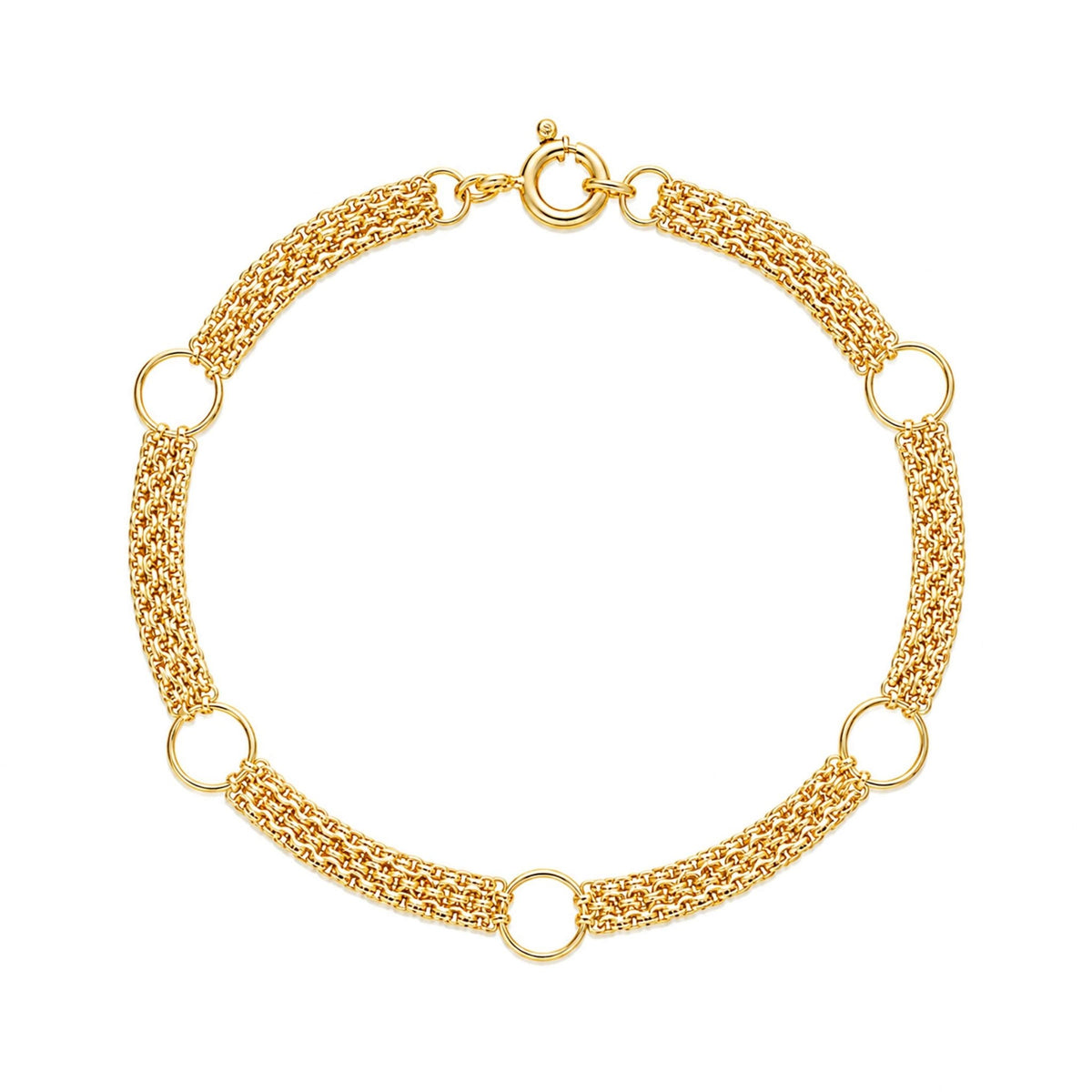 Pulseira em Ouro 19kl com Três Fiadas em Elos Portugueses (18cm) - Loja do Ouro