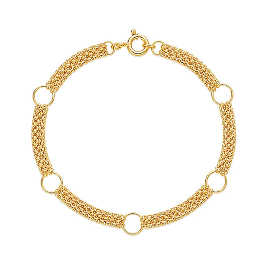 Pulseira em Ouro 19kl com Três Fiadas em Elos Portugueses (18cm) - Loja do Ouro