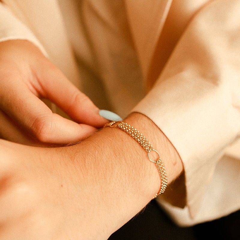 Pulseira em Ouro 19kl com Três Fiadas em Elos Portugueses (18cm) - Loja do Ouro