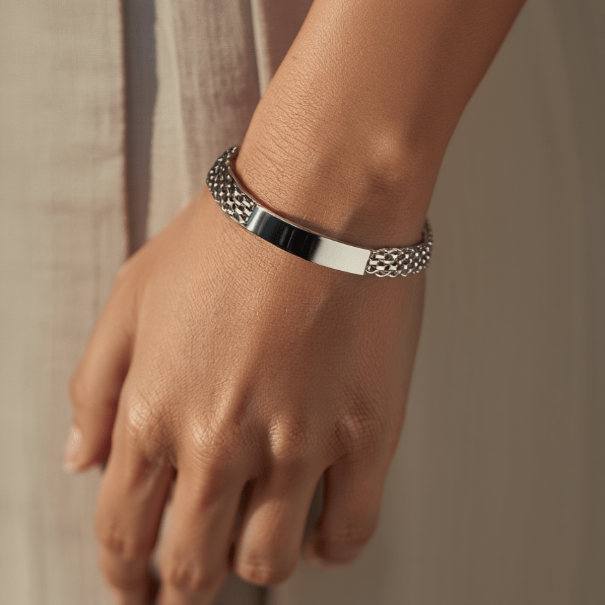 Pulsera de plata con plato (17cm) - Gold Store Premium