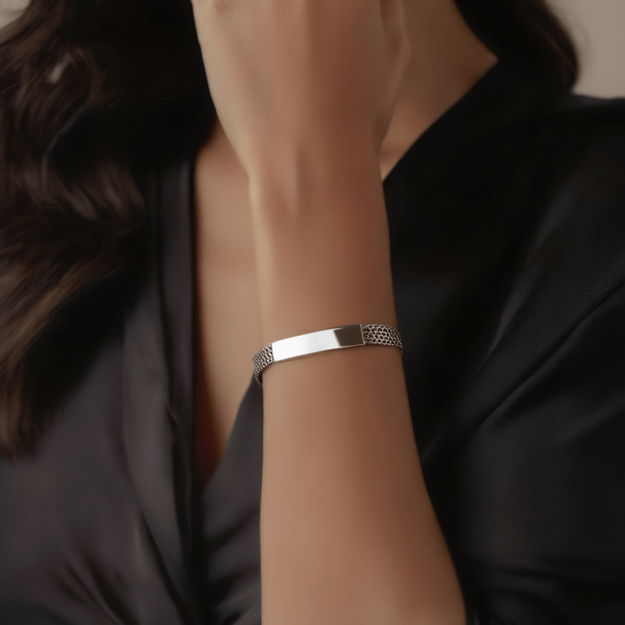 Pulsera de plata con plato (17cm) - Gold Store Premium