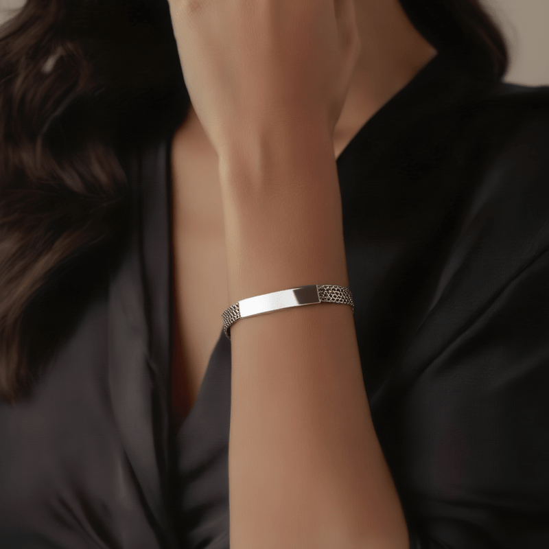 Pulseira em Prata com Chapa (17cm) - Loja do Ouro