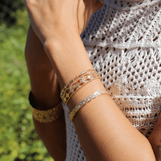 Pulseira Escrava em Aço Dourado com 4 Fiadas - Loja do Ouro