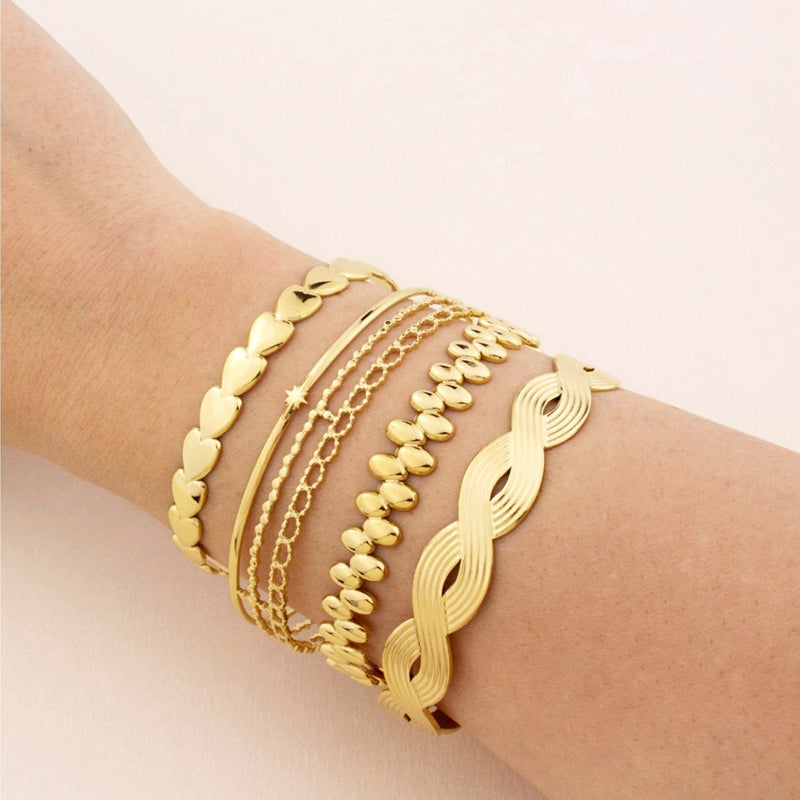 Pulseira Escrava em Aço Dourado com Corações - Loja do Ouro