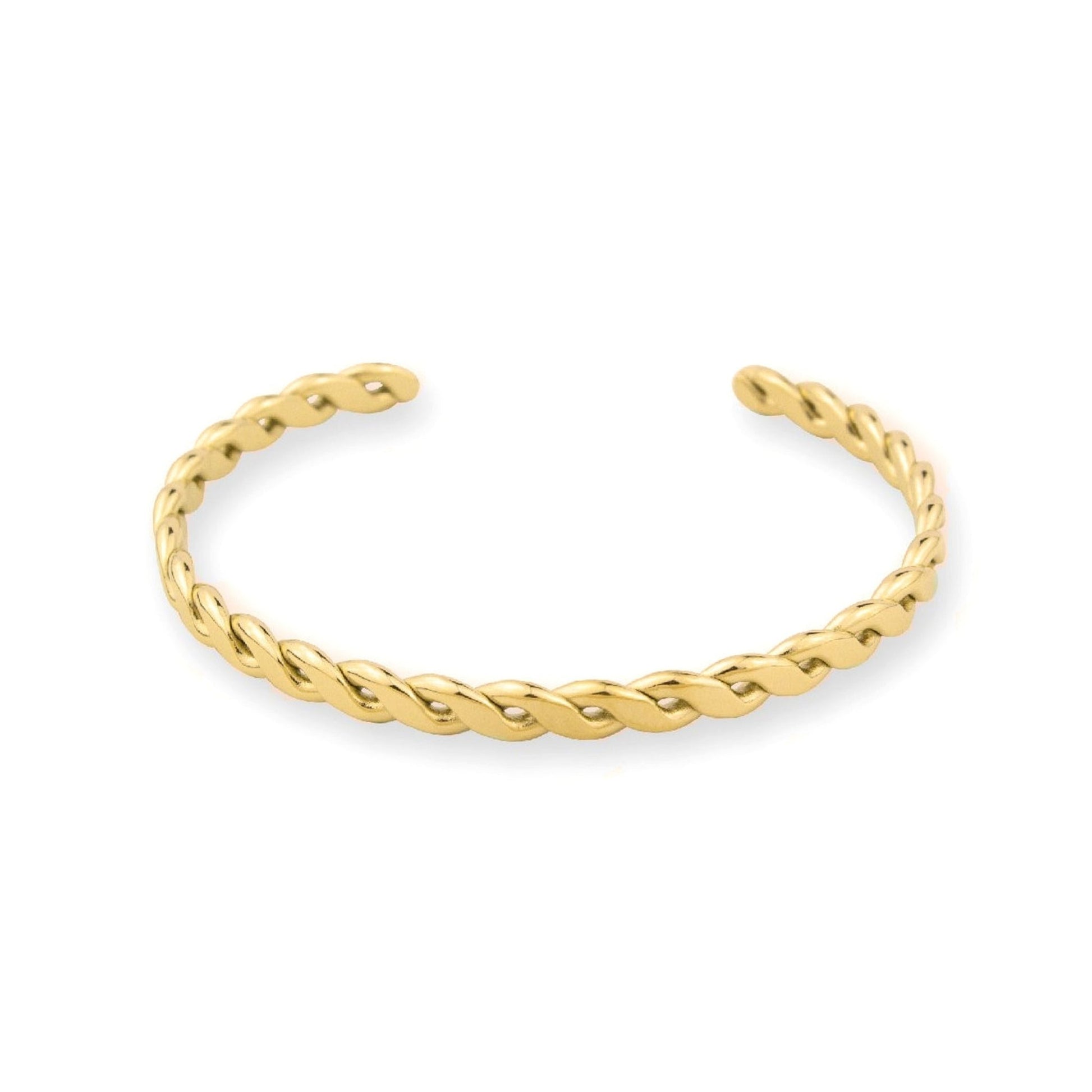 Pulseira Escrava tipo Trança em Aço Dourado - Loja do Ouro