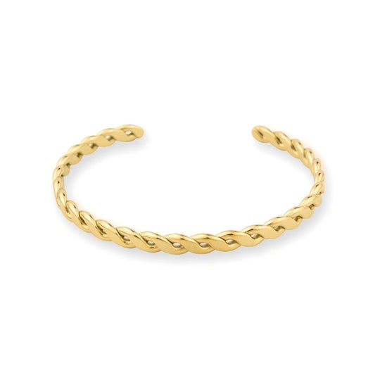 Pulseira Escrava tipo Trança em Aço Dourado - Loja do Ouro