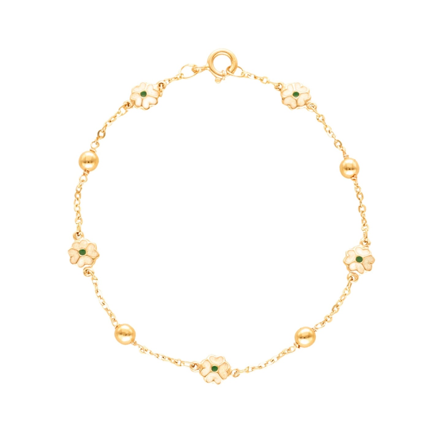 Pulseira Esferas e Flores em Ouro 19kl (17.5cm) - Loja do Ouro