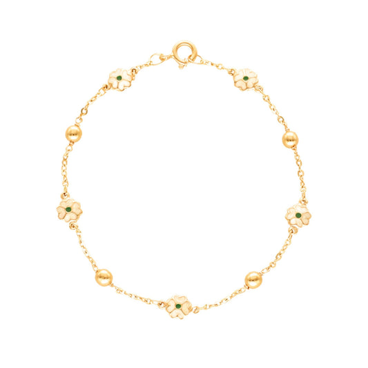 Pulseira Esferas e Flores em Ouro 19kl (17.5cm) - Loja do Ouro