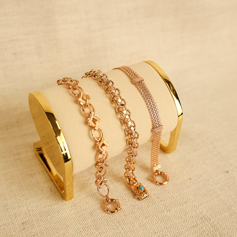 Pulseira Fiadas Malha Batida em Ouro 19kl - Loja do Ouro