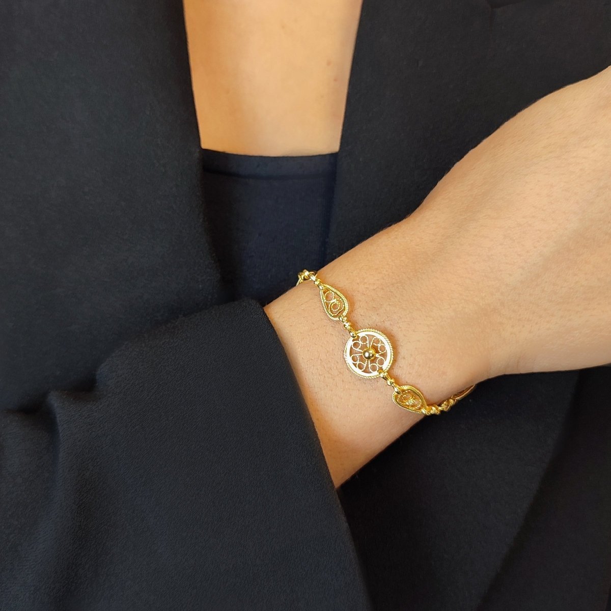 Pulsera de filigrana en oro 19kl (21cm) - Gold Store Premium