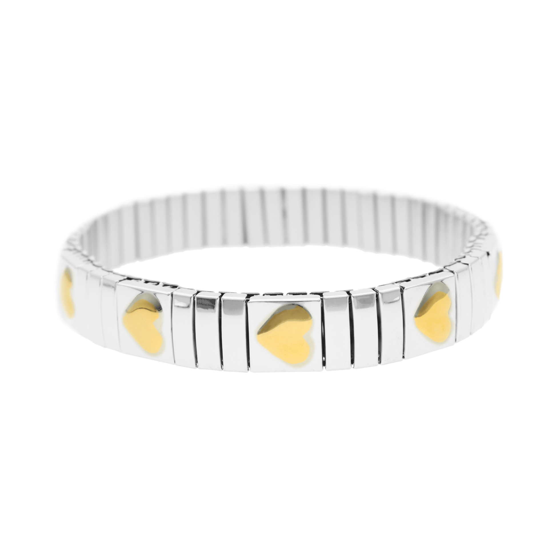 Pulseira For You em Aço com Corações Dourados - Loja do Ouro