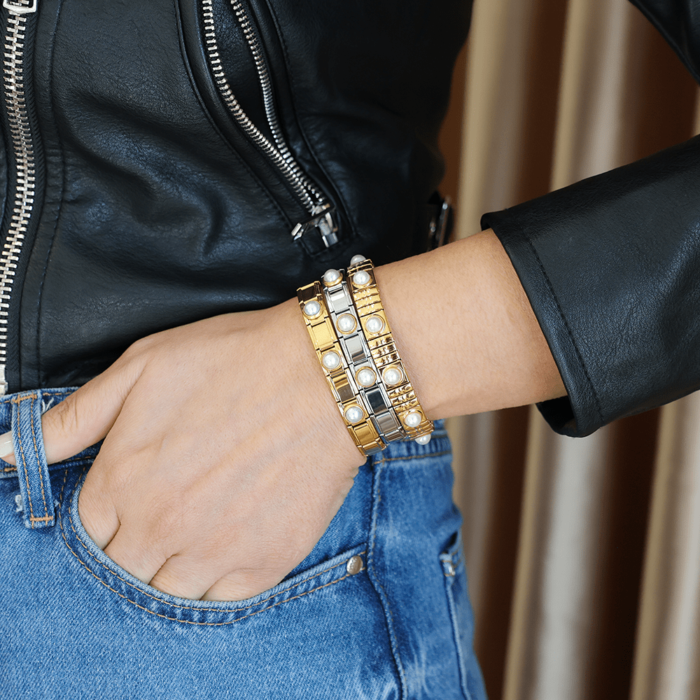 Pulseira Gold Pearl em Aço Dourado com Pérolas - Loja do Ouro