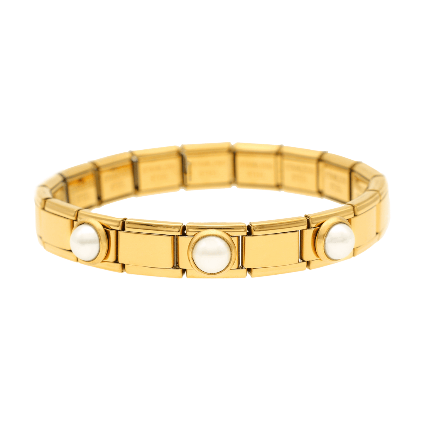 Pulseira Gold Pearl em Aço Dourado com Pérolas - Loja do Ouro