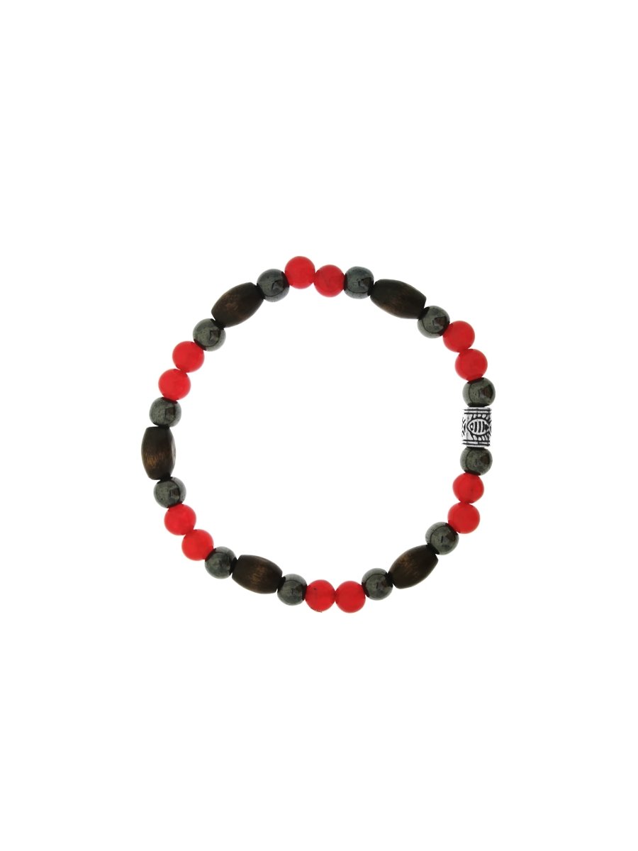 Pulseira Hematitas e Contas Vermelhas - Loja do Ouro