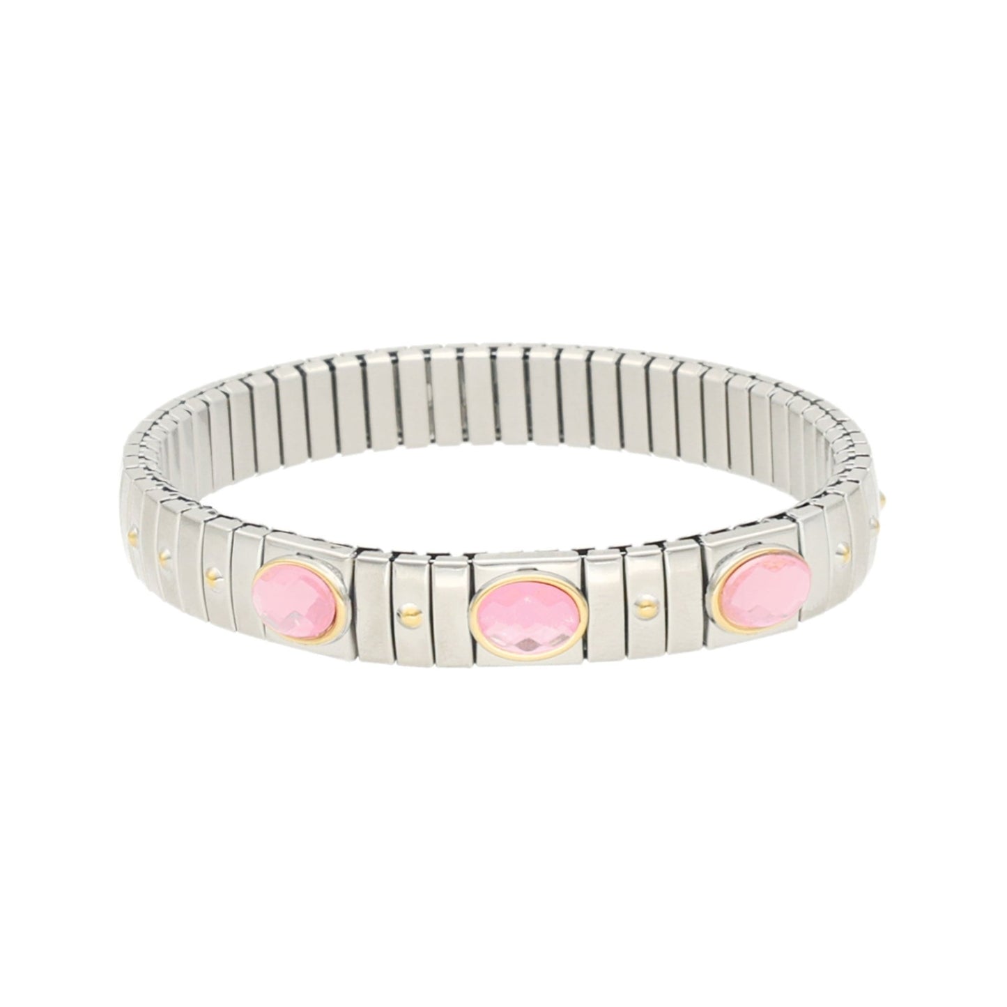 Pulseira Ísis Rose em Aço com Zircões e Detalhes Dourados - Loja do Ouro