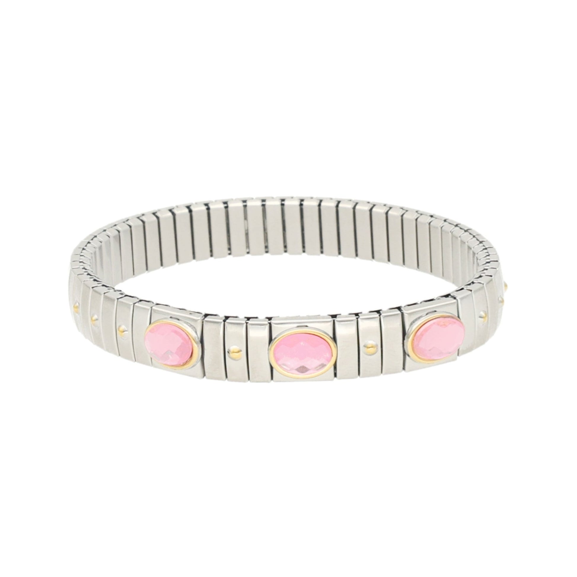 Pulseira Ísis Rose em Aço com Zircões e Detalhes Dourados - Loja do Ouro