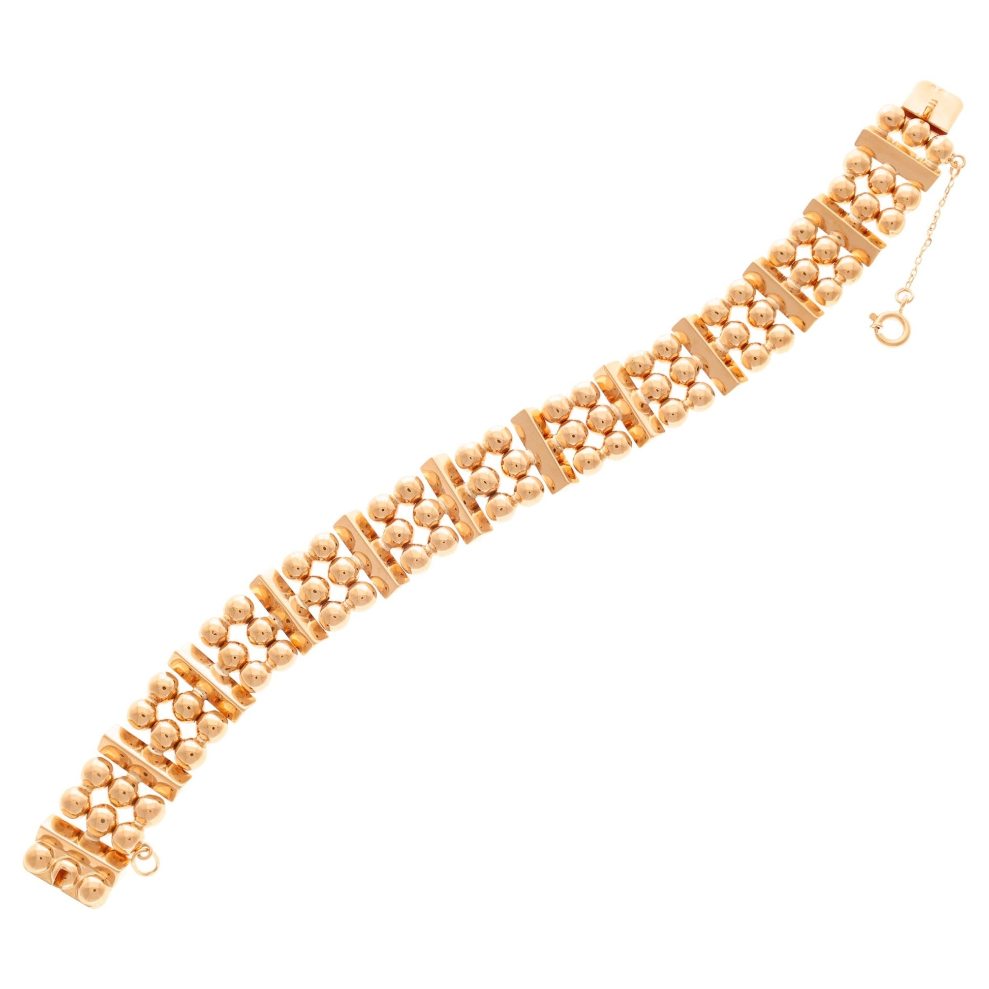 Pulseira Larga em Ouro 19kl com Esferas (19cm) - Loja do Ouro