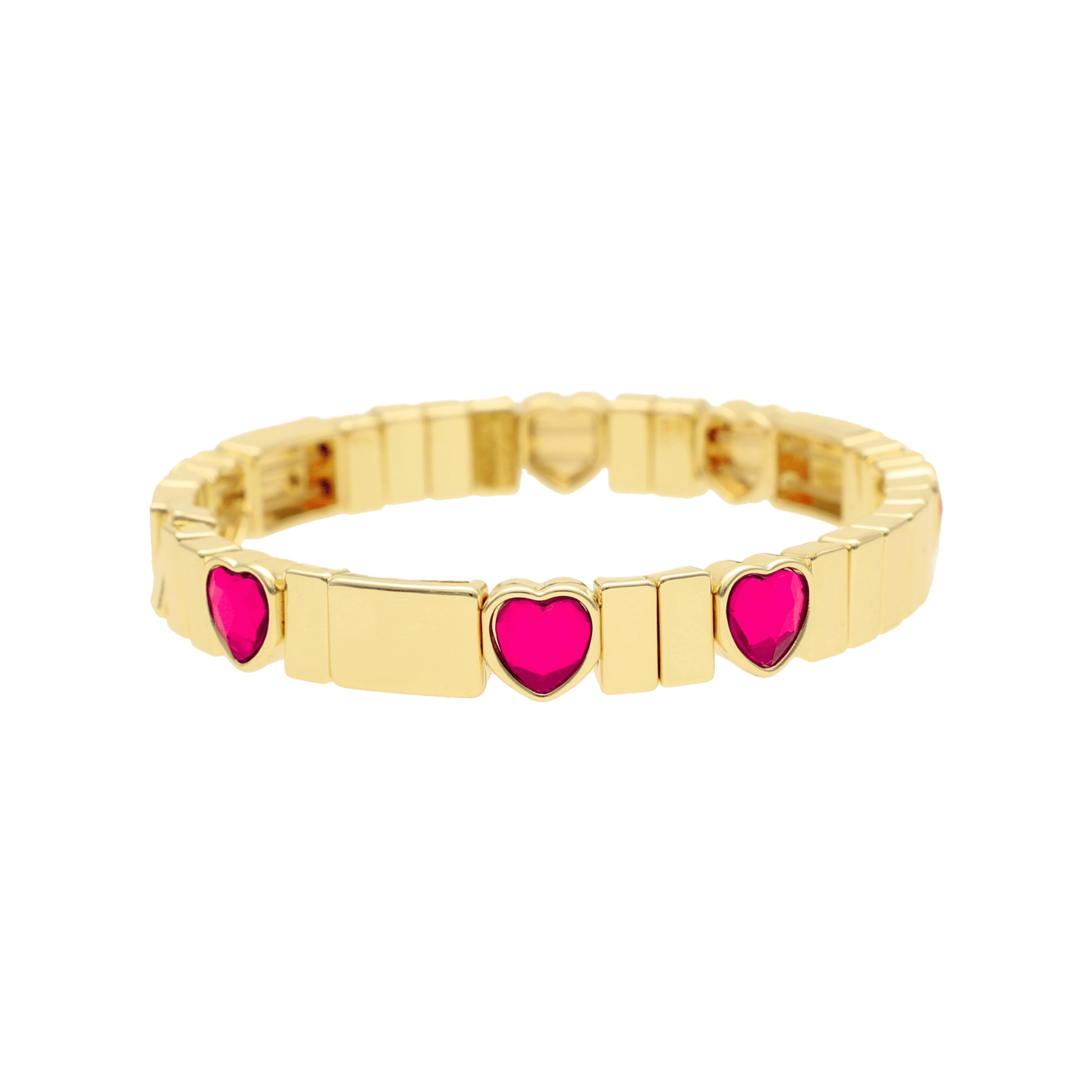 Pulseira Love Pink em Aço Inoxidável Dourado com Corações Coloridos - Loja do Ouro