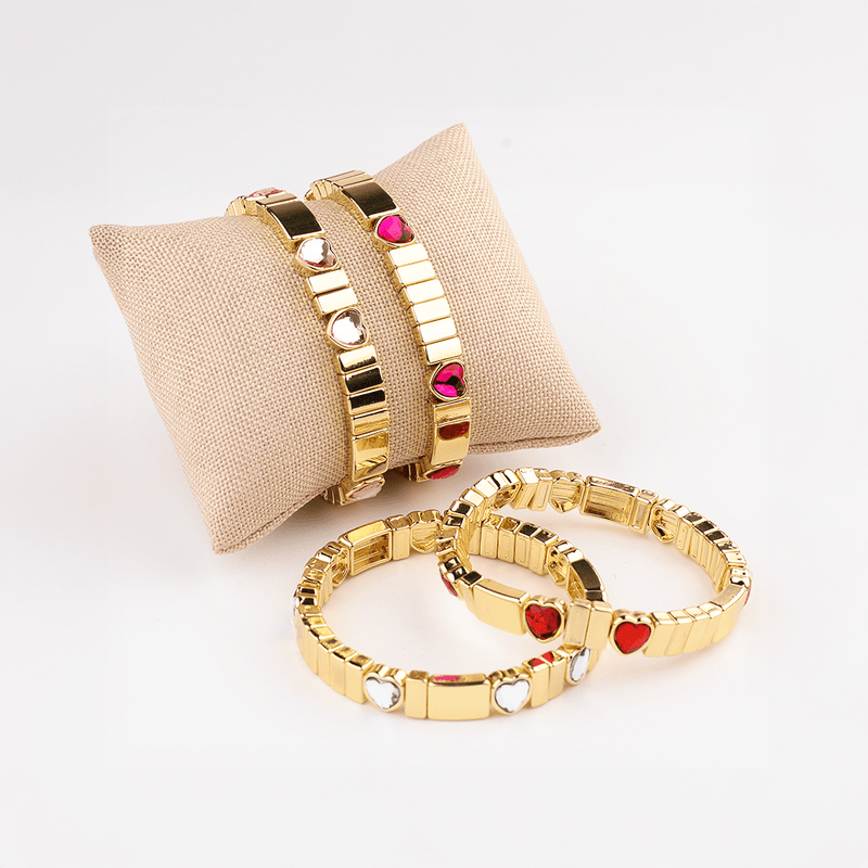 Pulseira Love White em Aço Inoxidável Dourado com Corações - Loja do Ouro