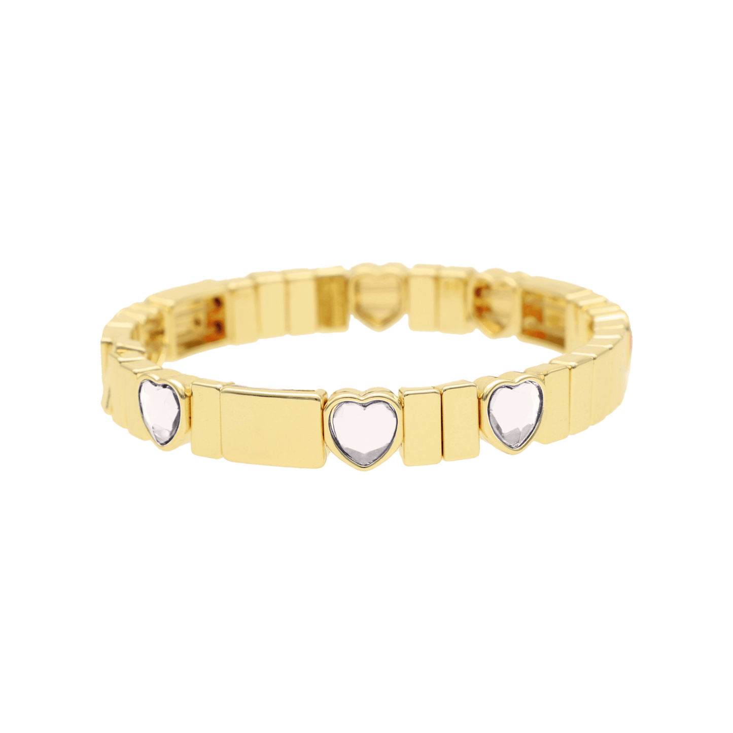 Pulseira Love White em Aço Inoxidável Dourado com Corações - Loja do Ouro