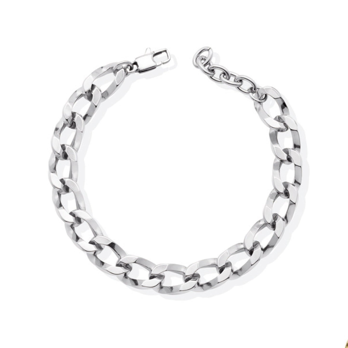 Pulseira Malha Barbela Aberta em Aço (18cm) - Loja do Ouro