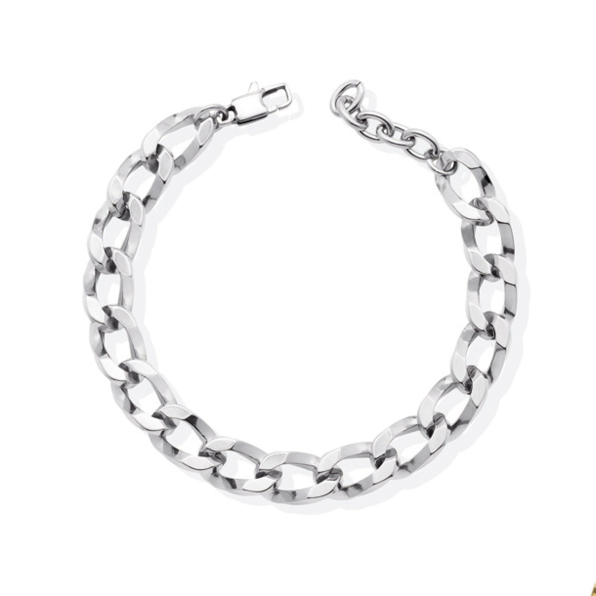 Pulseira Malha Barbela Aberta em Aço (18cm) - Loja do Ouro