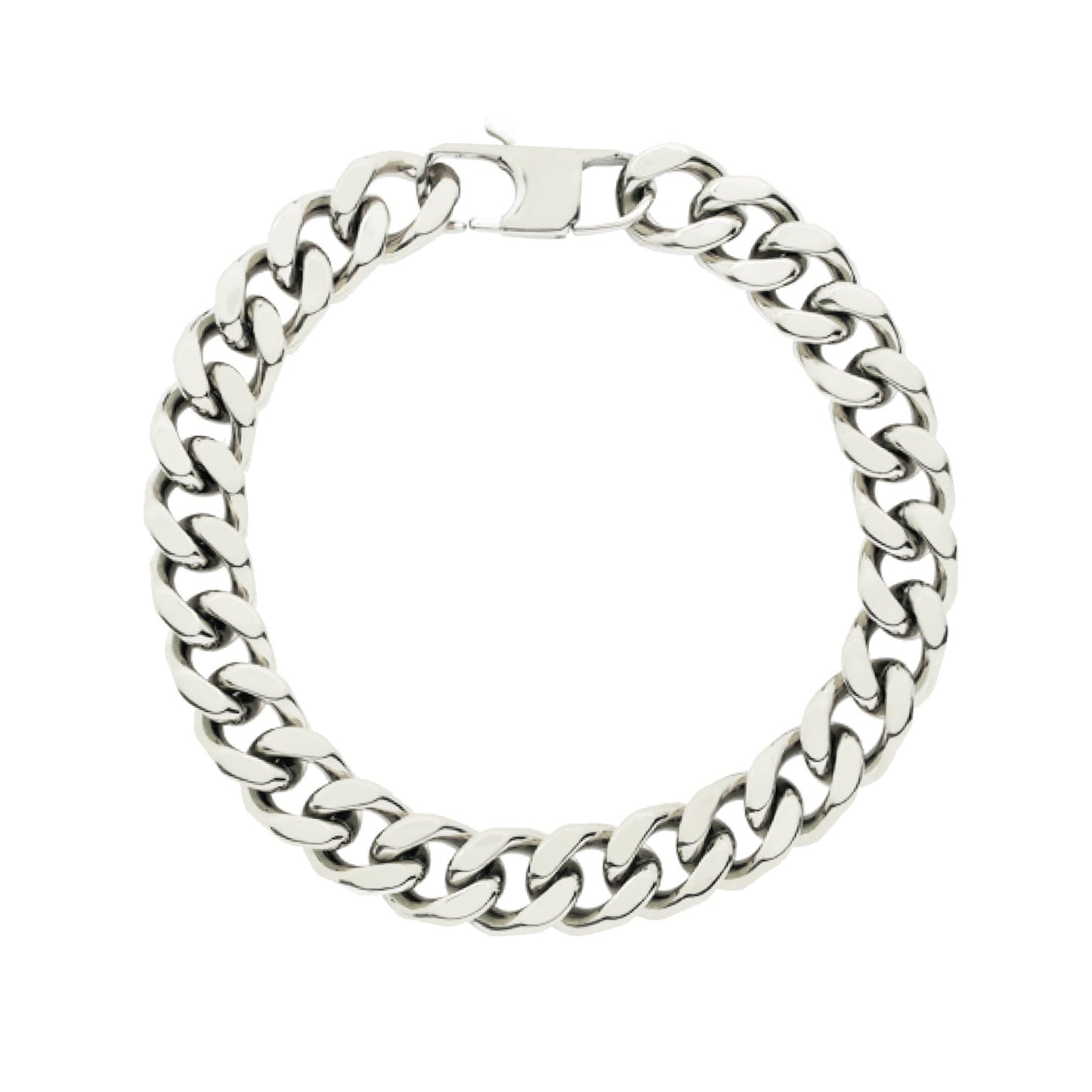 Pulseira Malha Barbela Aberta em Aço (20cm) - Loja do Ouro