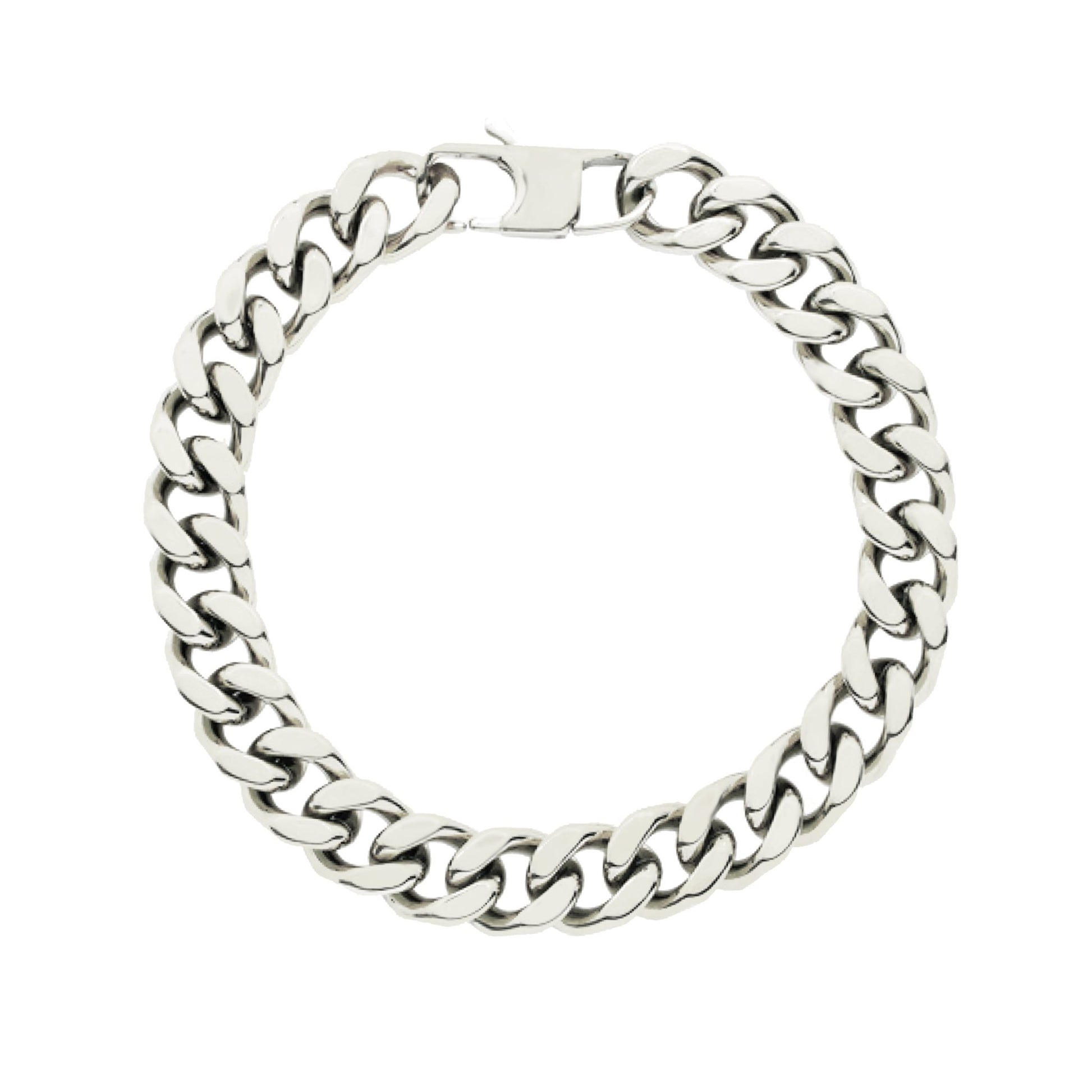 Pulseira Malha Barbela Aberta em Aço (20cm) - Loja do Ouro