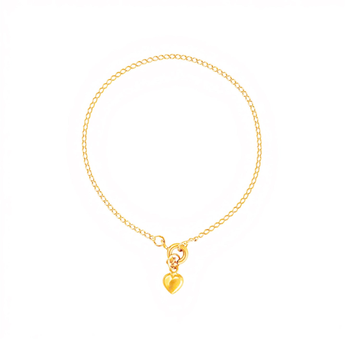 Pulseira Malha Barbela com Coração em Ouro 19kl (14cm) - Loja do Ouro