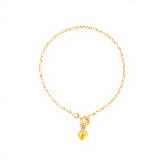 Pulseira Malha Barbela com Coração em Ouro 19kl (14cm) - Loja do Ouro