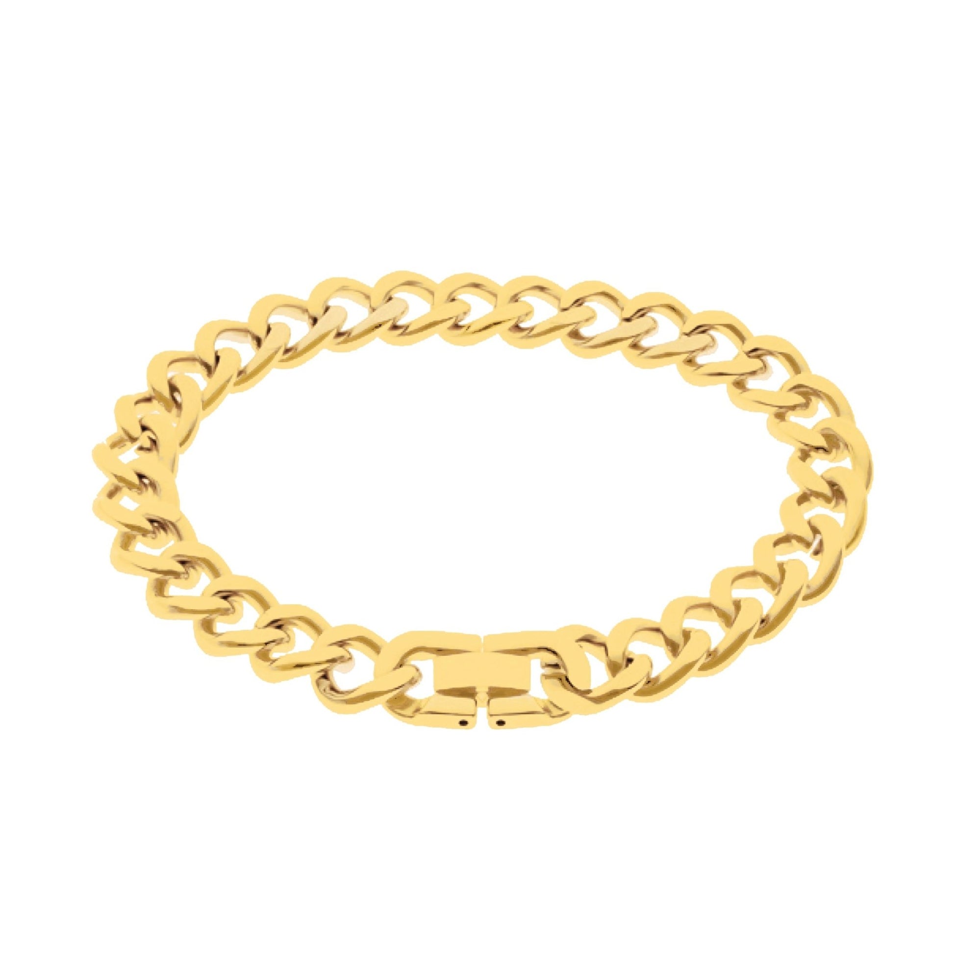 Pulseira Malha Barbela em Aço Dourado (20cm) - Loja do Ouro