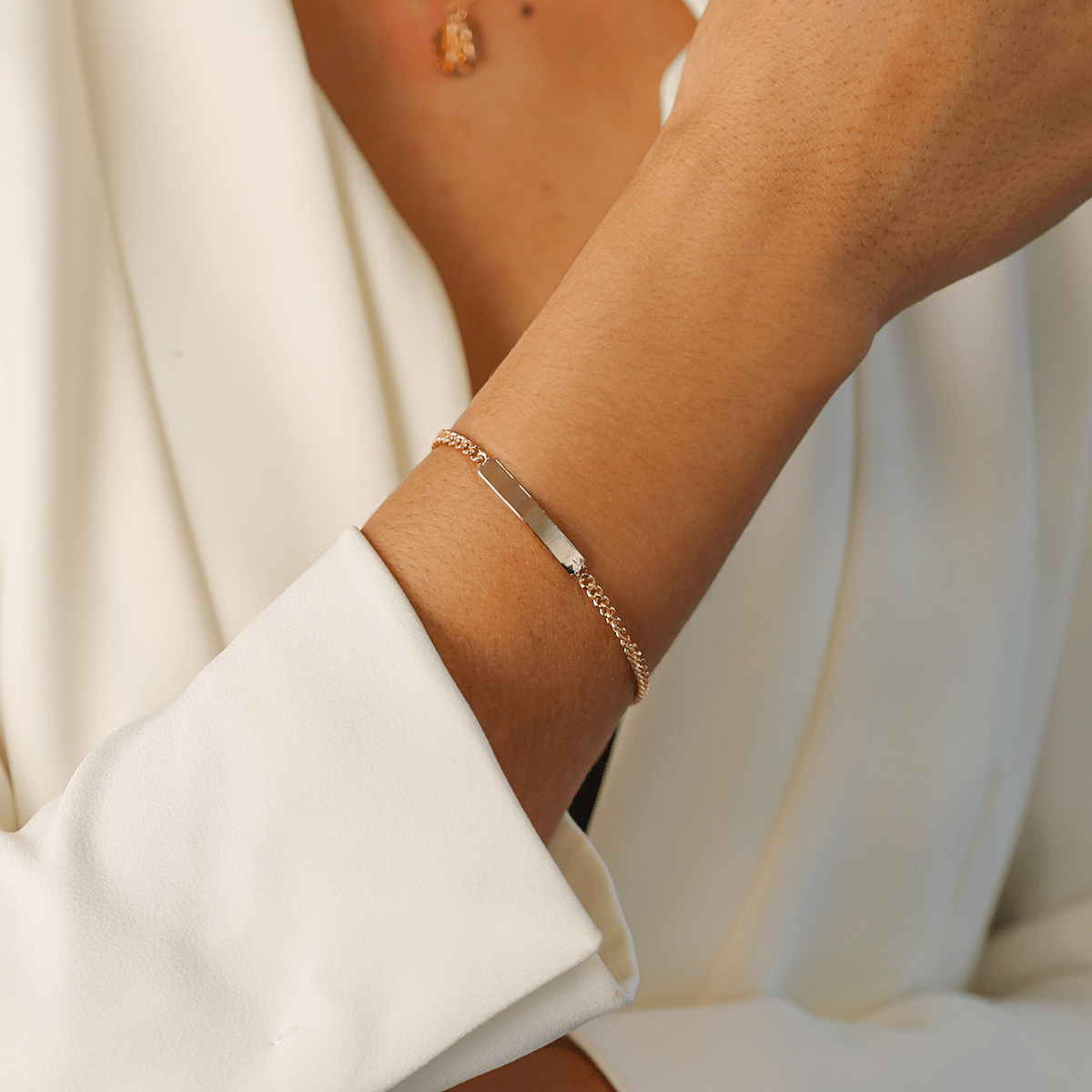 Pulseira Malha Barbela em Ouro 19kl com chapa (14,5cm) - Loja do Ouro