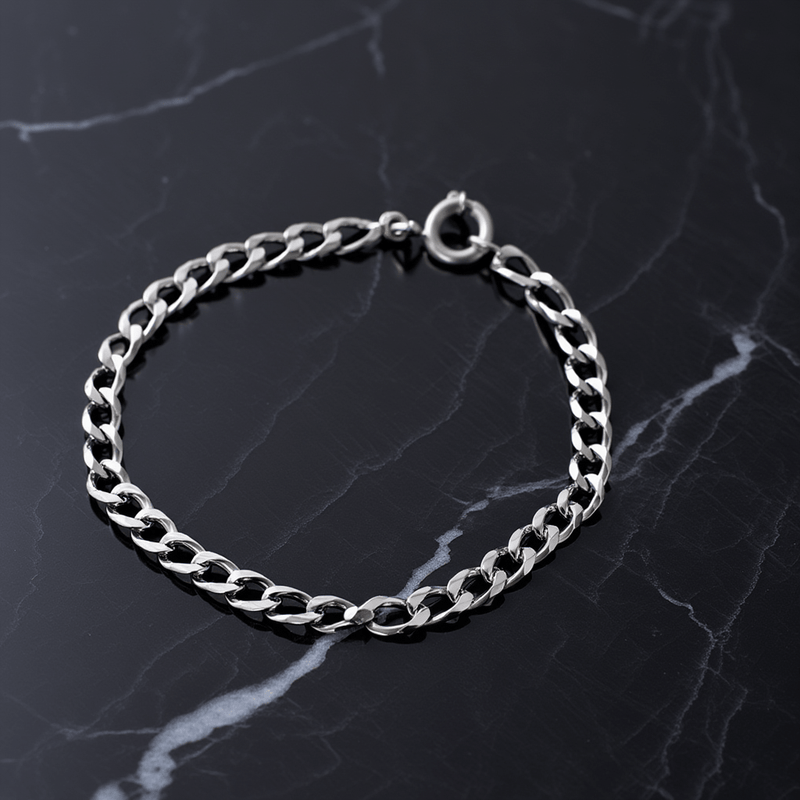 Pulseira Malha Barbela em Prata (20.5cm) - Loja do Ouro