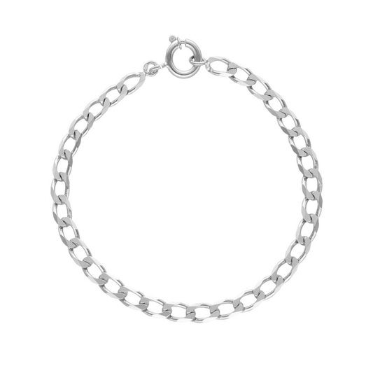 Pulseira Malha Barbela em Prata (20.5cm) - Loja do Ouro