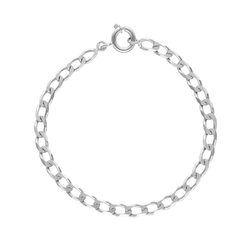 Pulseira Malha Barbela em Prata (20.5cm) - Loja do Ouro