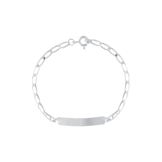 Pulseira Malha Barbela em Prata com chapa (15cm) - Loja do Ouro