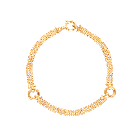 Pulseira Malha Batida com Elos em Ouro 19kl (17.5cm) - Loja do Ouro
