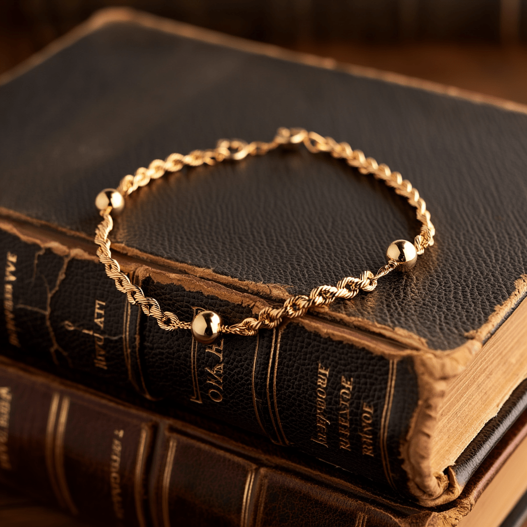 Pulseira Malha Corda com Esferas em Ouro 19kl (18cm) - Loja do Ouro