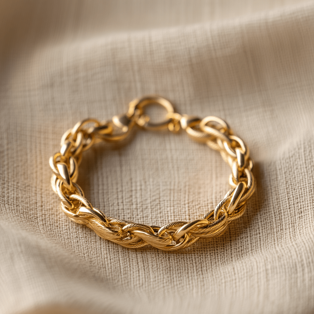 Pulsera de malla de eslabones trenzados en oro de 19 kl (17 cm) - Gold Store Premium