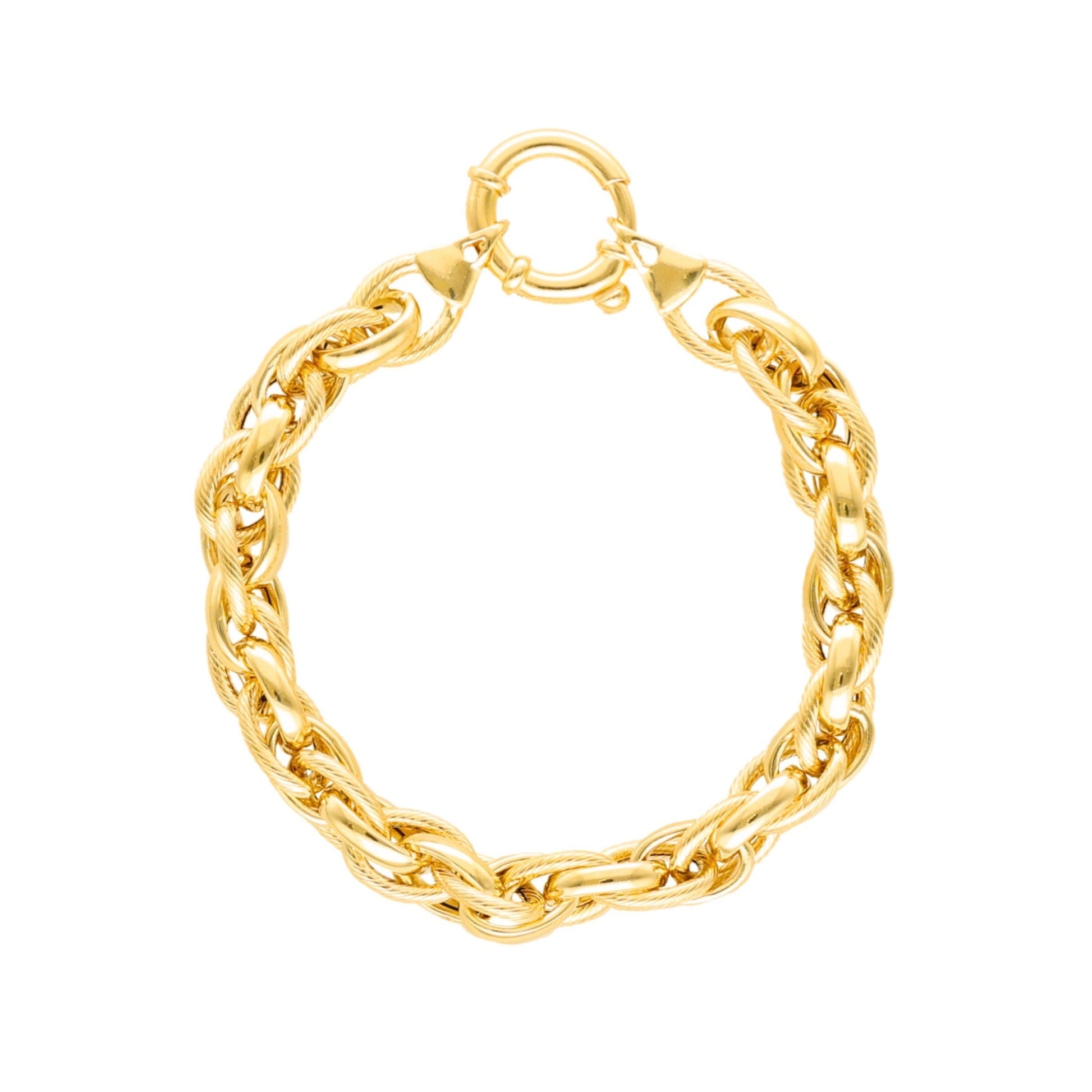 Pulseira Malha Elos Entrançados em Ouro 19kl (17cm) - Loja do Ouro