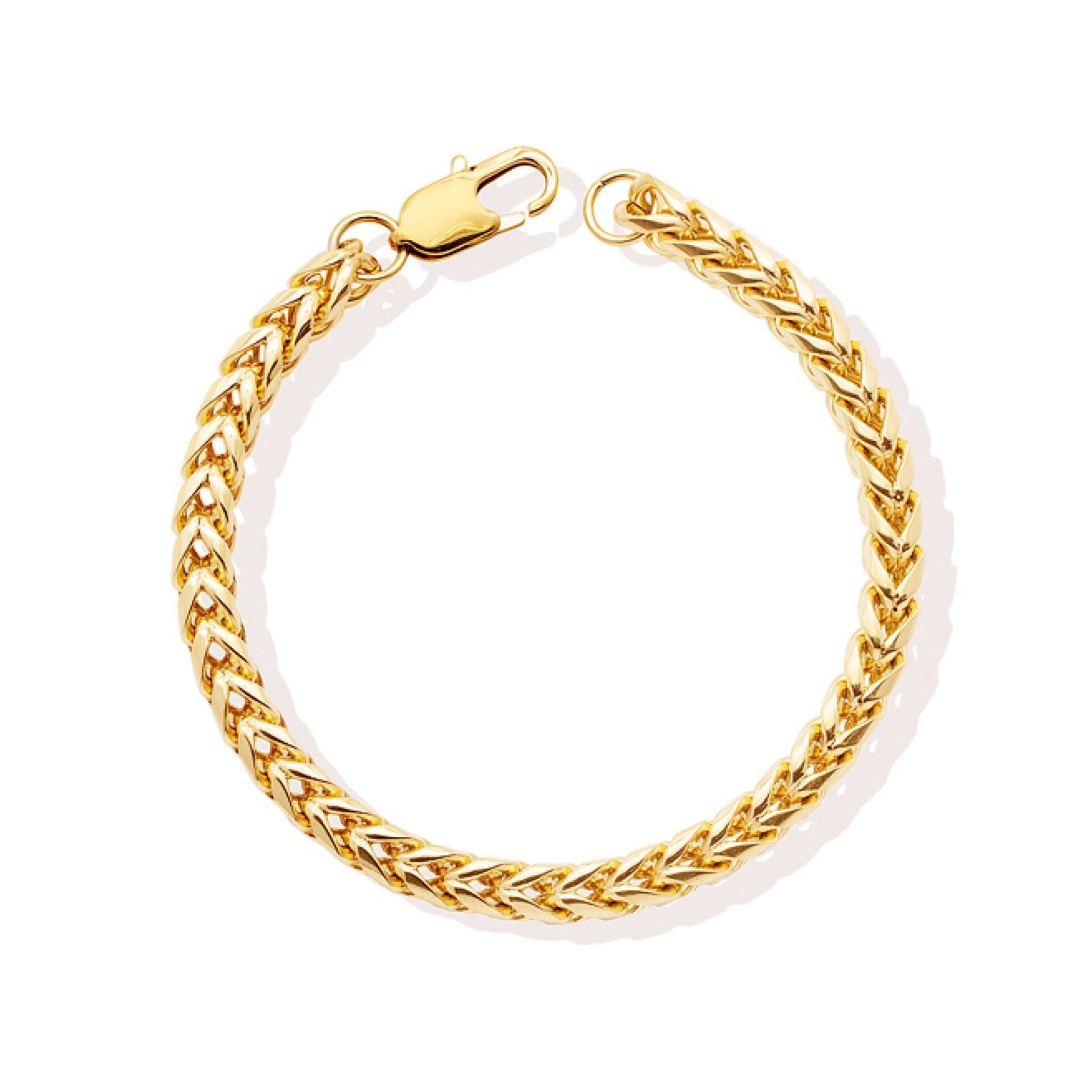Pulseira Malha Espiga em Aço Dourado (18cm) - Loja do Ouro