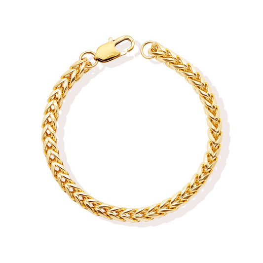 Pulseira Malha Espiga em Aço Dourado (18cm) - Loja do Ouro