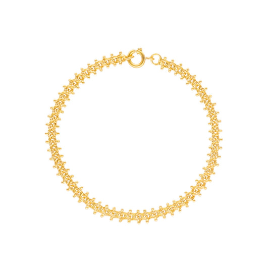 Pulseira Malha Friso com Granitos em Ouro 19kl (16cm) - Loja do Ouro