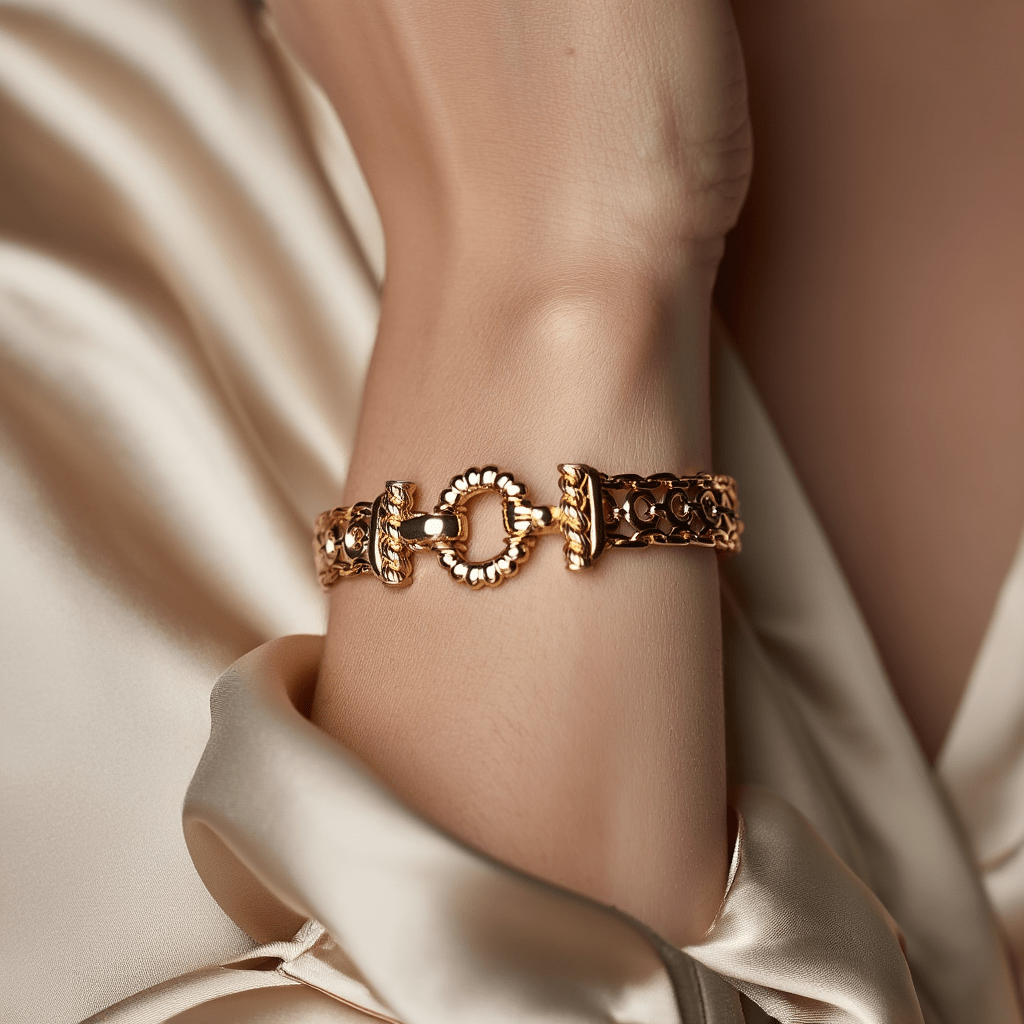 Pulsera de malla para moqueta en oro de 19 kl (17